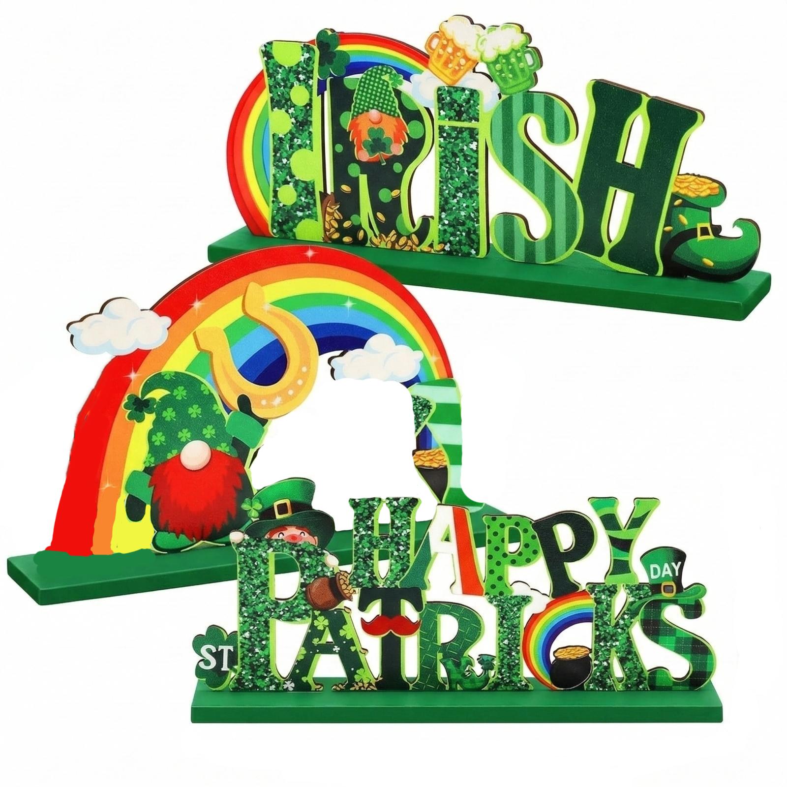 

St. Patrick s Day Table Centerpiece Wooden Decorations One Size зелений
