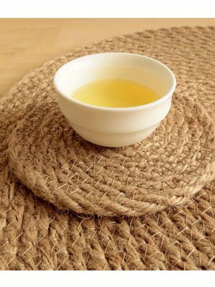 Linen Straw Insulation Mat, Dining Table Placemat, Straw Coaster, Home Mug Mat