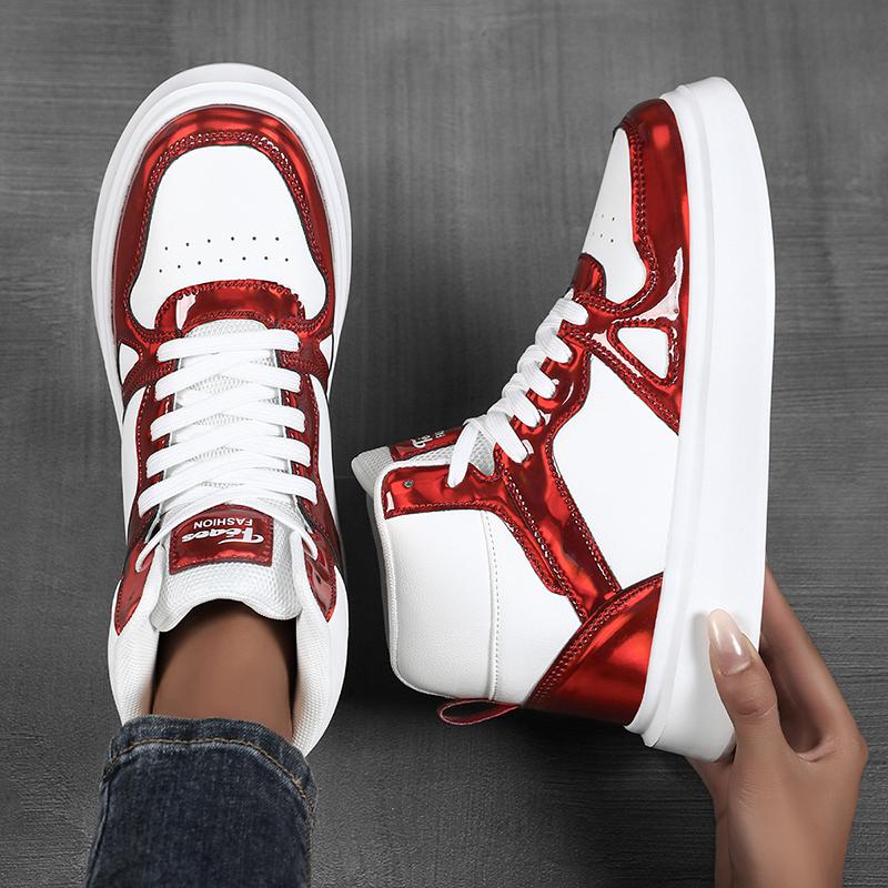 TUINANLE High Top Sneakers Women Lace Up Anti Slip Basketball Shoes Flat Skateboard