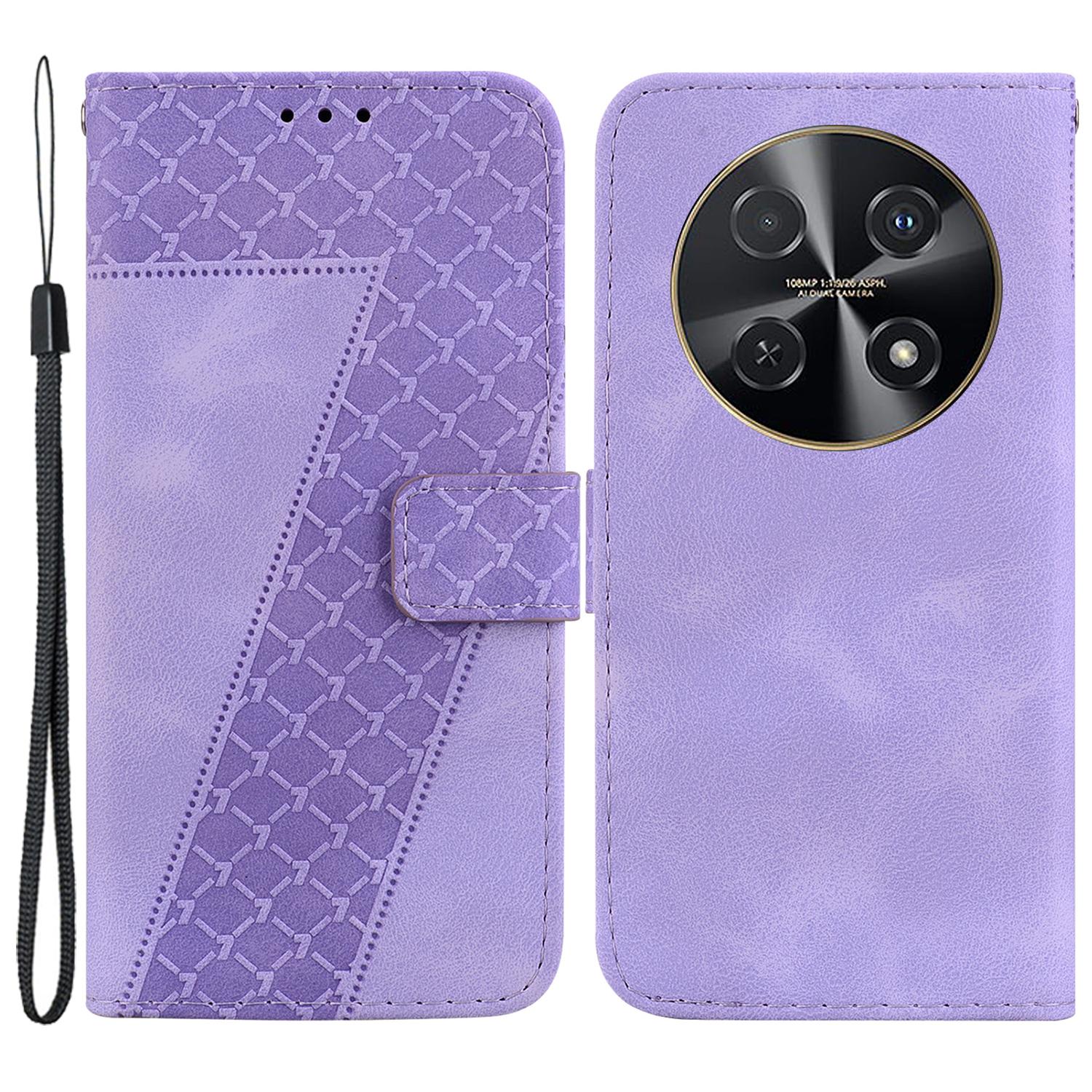 

For Huawei nova 12i 4G Case 7-Shaped Pattern Leather Shockproof Phone Cover Purple