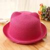 Fashion Lovely Girls Boys Straw Hats Headdress Summer Kids Baby Bucket Sun Hat Cute Ear Solid Floppy Beach Cap For Children