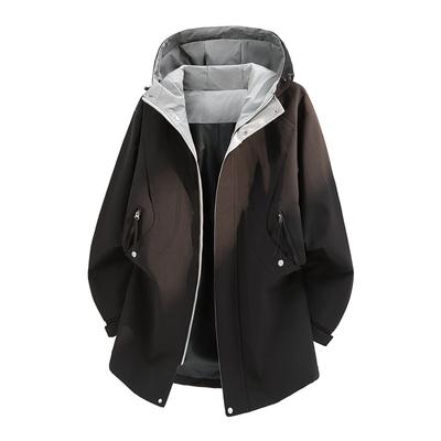 Retro Vielseitige Herren-Kapuzenjacke Mittellang Herren Locker sitzende Jacke Mittellang