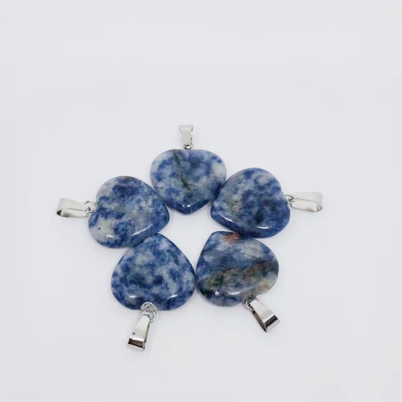 Heart-Shaped Natural Agate Pendant Necklace - 20mm Crystal Stone