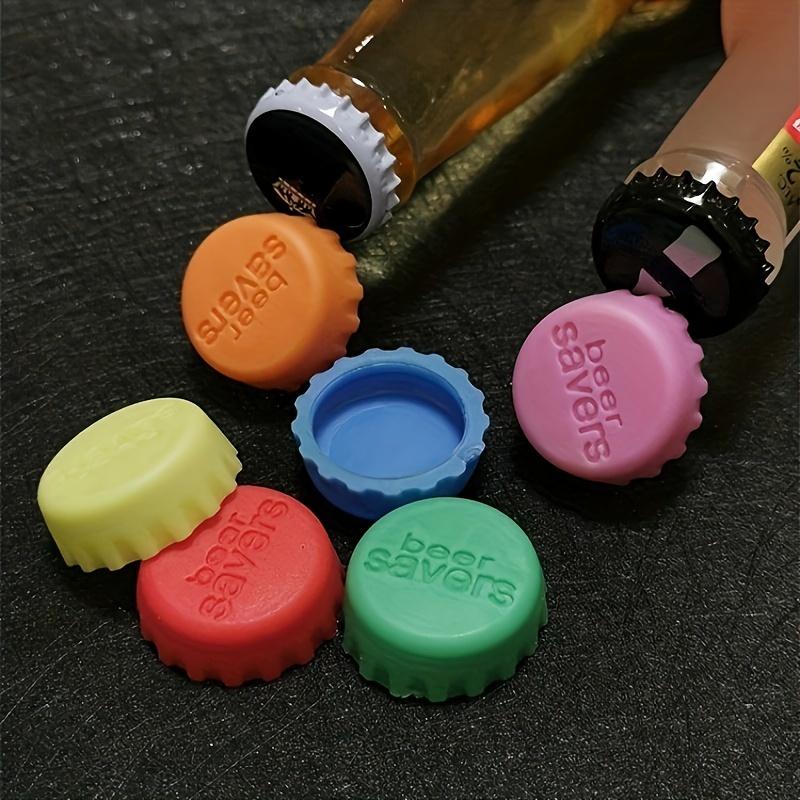6pcs Reusable Silicone Bottle Caps - Airtight Seal for Beer, Soda, Wine, Kitchen Storage - Vibrant Orange, Red, Blue & More