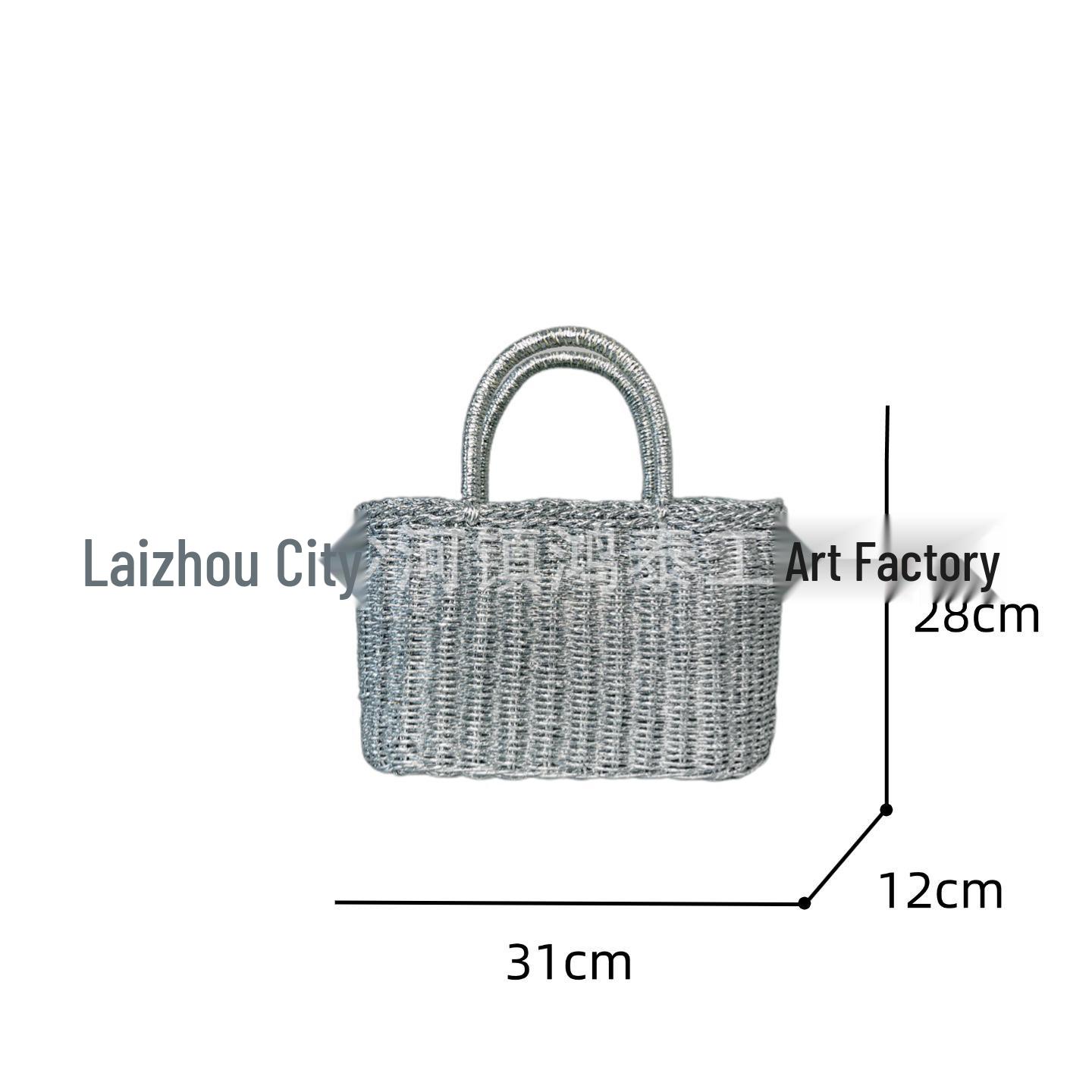 Gold & Silver Thread Hand-woven Straw Beach Bag – Versatile Women s Fashion Accessory