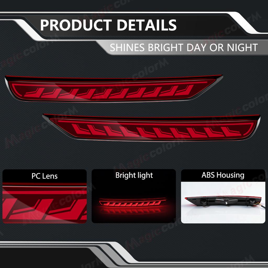 For Subaru Forester 2008 2009 2010 2011 2012 2013 2014 2015 2016 2017 LED Rear Bumper Reflector Lights Dynamic Turn Signal Brake
