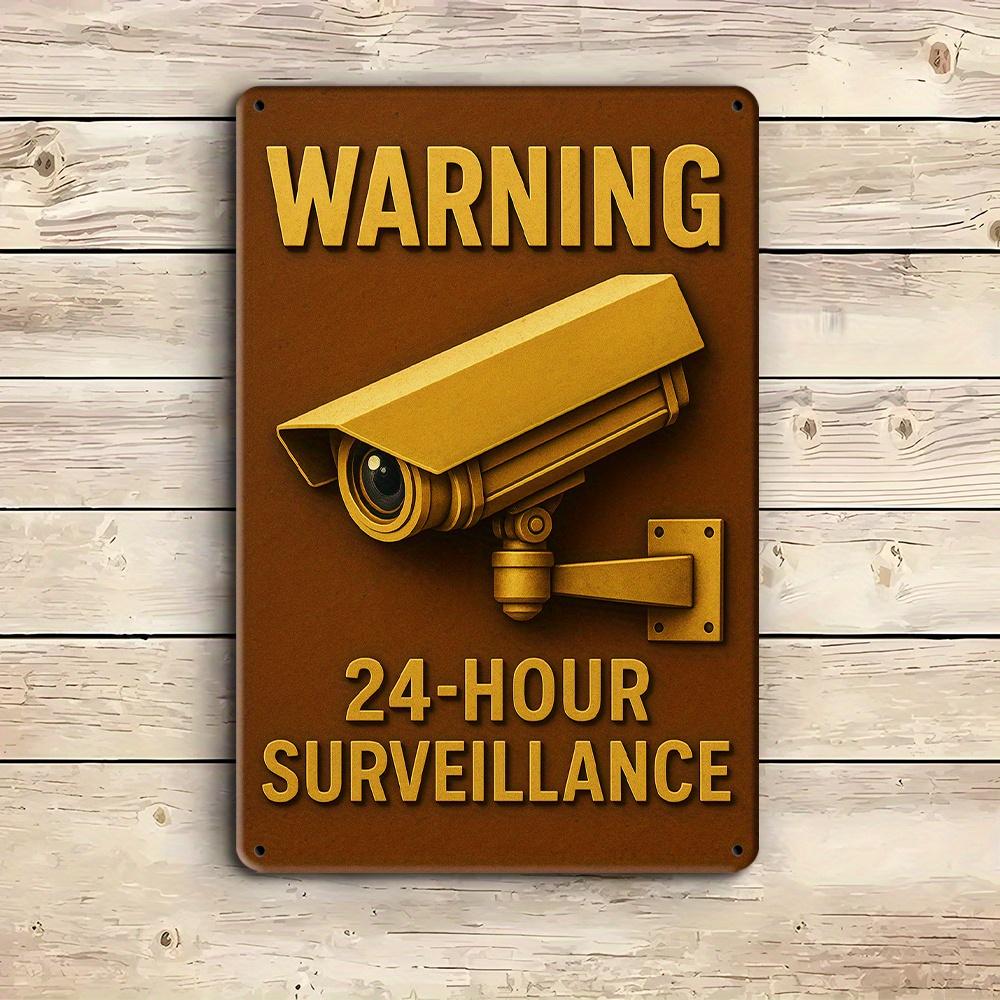 24-Hour Surveillance Sign - Vintage Iron Security Notice for Home & Business Decor