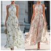 Rochie Maxi Elegantă cu Gât Halter și Imprimeu Floral pentru Femei 2026, Rochie Lungă Fluidă din Șifon, fără Mâneci, pentru Plajă și Petreceri de Vară