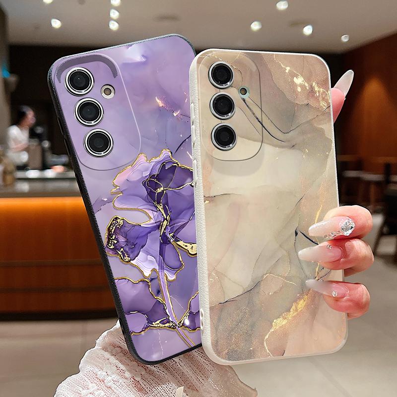 Colored Marble Patterned Phone Case For Samsung Galaxy S26 S25 S24 S23 Ultra S22 Plus S25 FE Edge Soft TPU Leather Texture Cover
