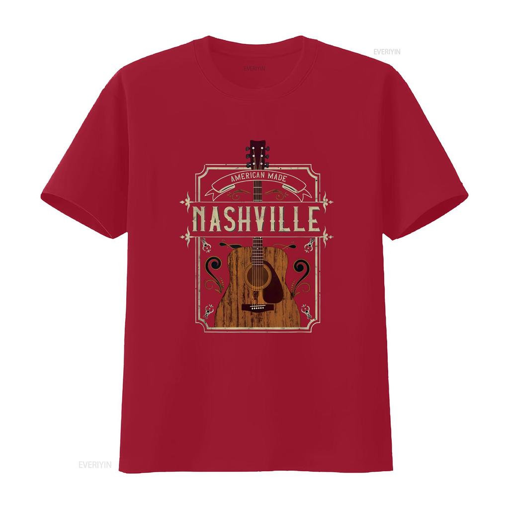 Vintage Guitar Nashville Womens T Shirt Black X Large vintage Washed Casual Breathable homme Versatile Unisex Stretched