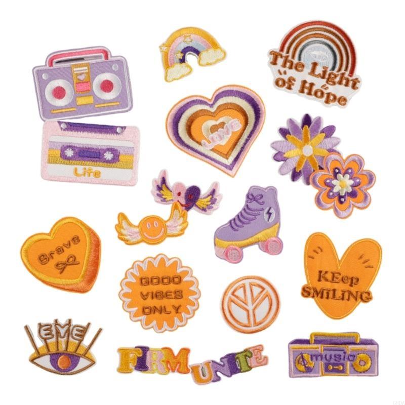 

G8DA 18 Pcs Roller Skates Iron on Patches Speaker Embroidered Patches for Dress Jeans