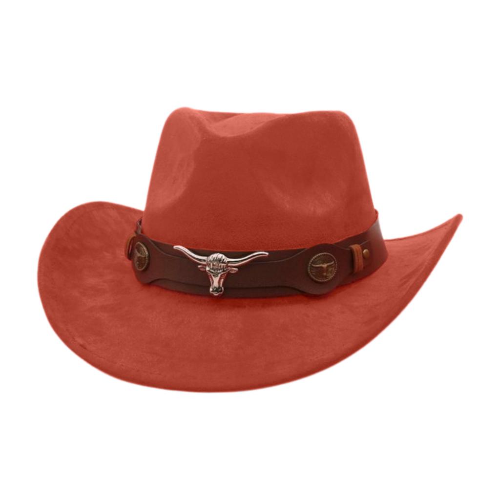 Ethnic Style Western Cowboy Hat Stage Jazz Hat Brown Ox Head Suede Top Hat