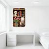 Vintage Wooden Bookshelf with Cat & Tulips Tin Sign Retro Metal Poster for Home Bar Cafe Wall Decor 8x12 Inch
