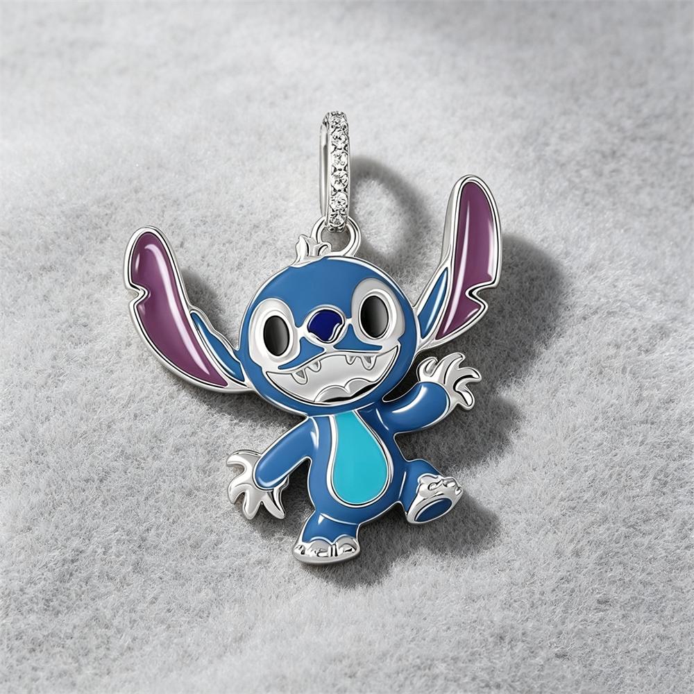 New 925 Silver Cute Lovely Stitch Lilo Pendant Bead The Princess Charm Fit Bracelet DIY Women's Jewelry Gift