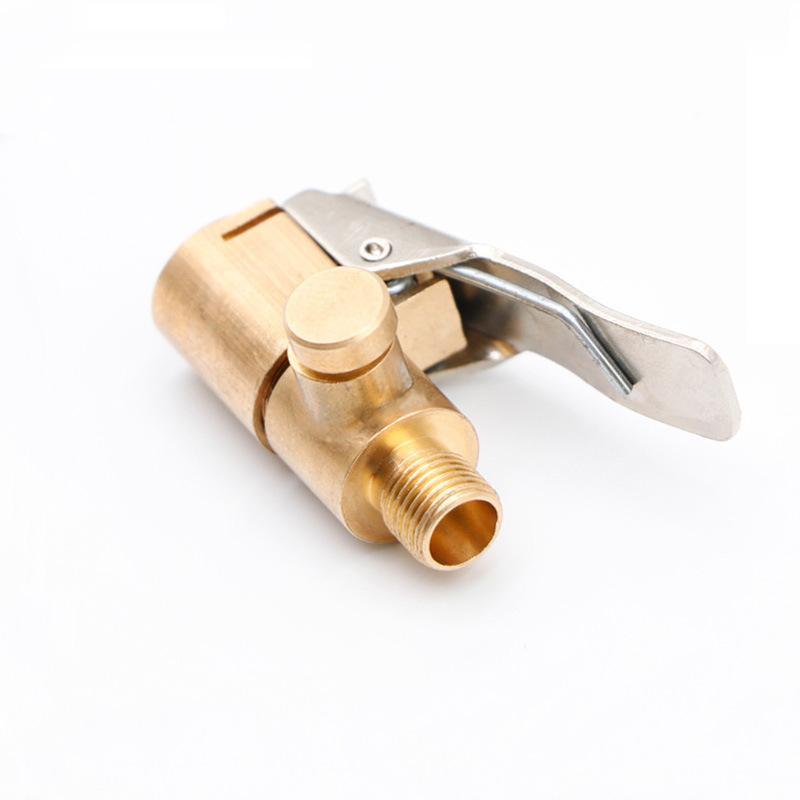 Heavy Duty Brass Air Chuck Adapter With Pressure Relief Valve Lock Clip For Car Bike Tire Inflation