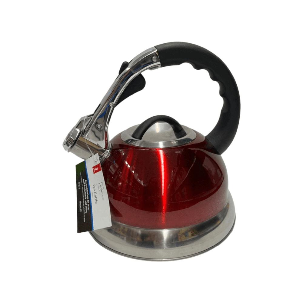 Stainless Steel Induction Compatible Kettle Whistling Pouring Handle Removable Lid Polished Finish 3L Tea Coffee Water Heating