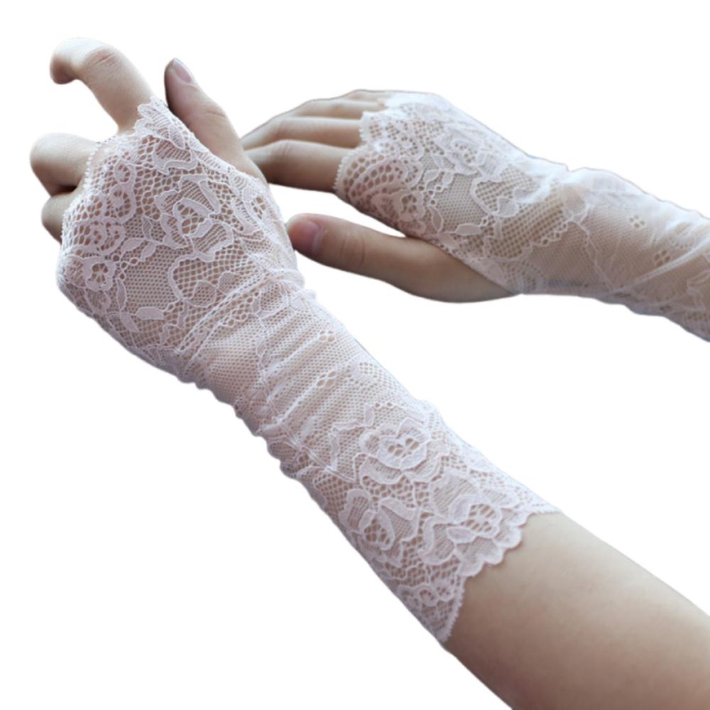 Thin Lace Half Finger Gloves Breathable Sun Protection Riding Gloves Driving Gloves  Wedding Events
