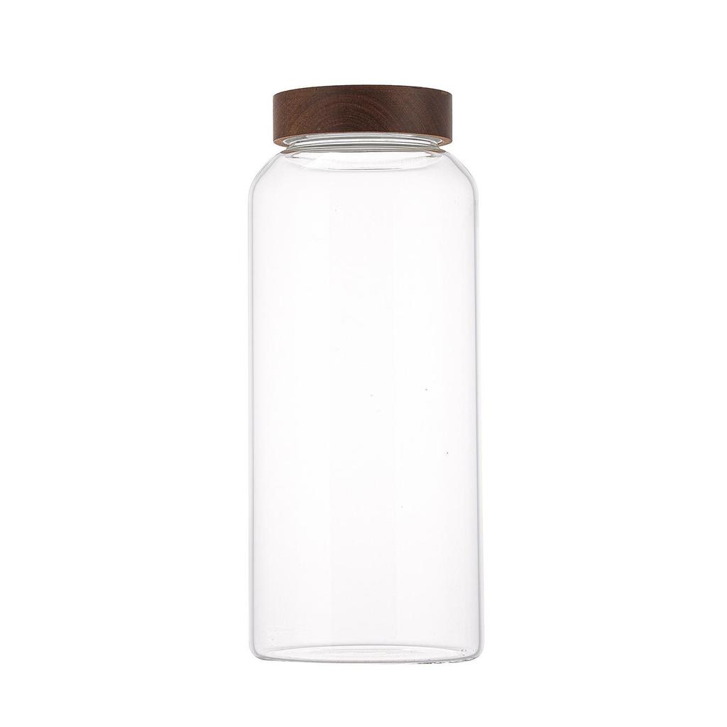 Barattolo di Stoccaggio Trasparente in Vetro Borosilicato con Coperchio in Legno di Acacia - Contenitore Ermetico per la Casa.
