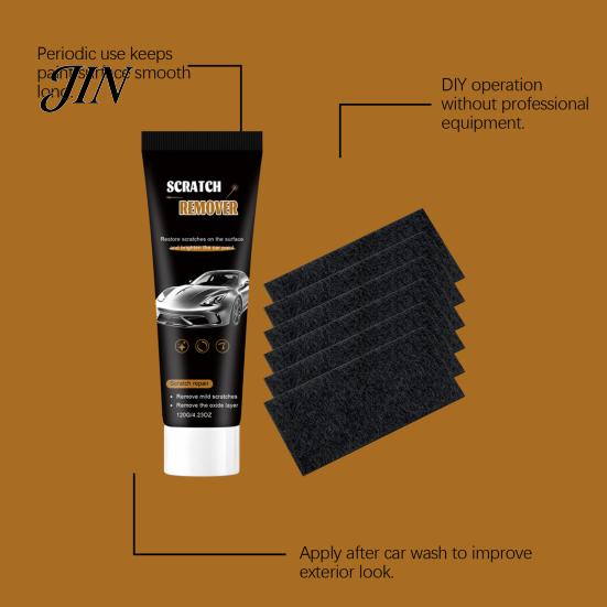 Agent de réparation des rayures Nettoyant pour peinture automobile, 120 ml Cire effaceuse pour voiture, Pâte de polissage pour taches d'eau sur véhicule, Restauration facile & pour éliminer la cire de brillance