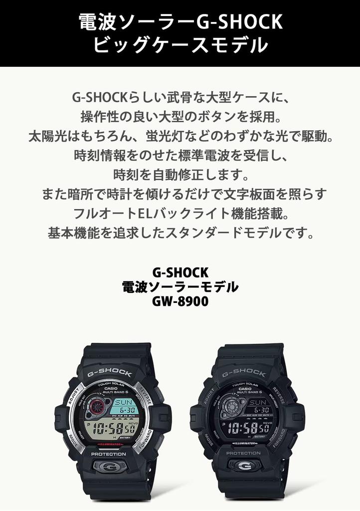 Relógio Solar Radiocontrolado Masculino Casio G-Shock GW-8900-1JF / -8900A-1JF, Preto (Produto oficial japonês)