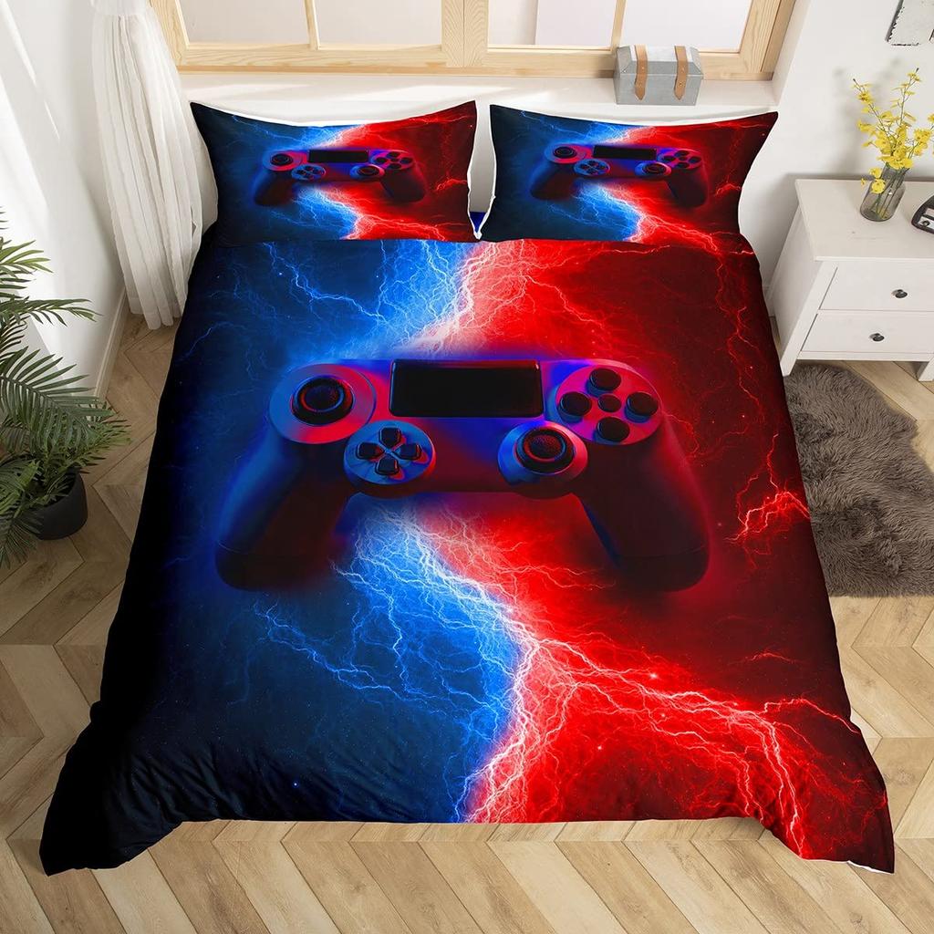 Gaming Duvet Cover Twin Queen Game Controller Bedding Set For Child Teens Gamer Room Decor Microfiber Gamepad Comforter Cover