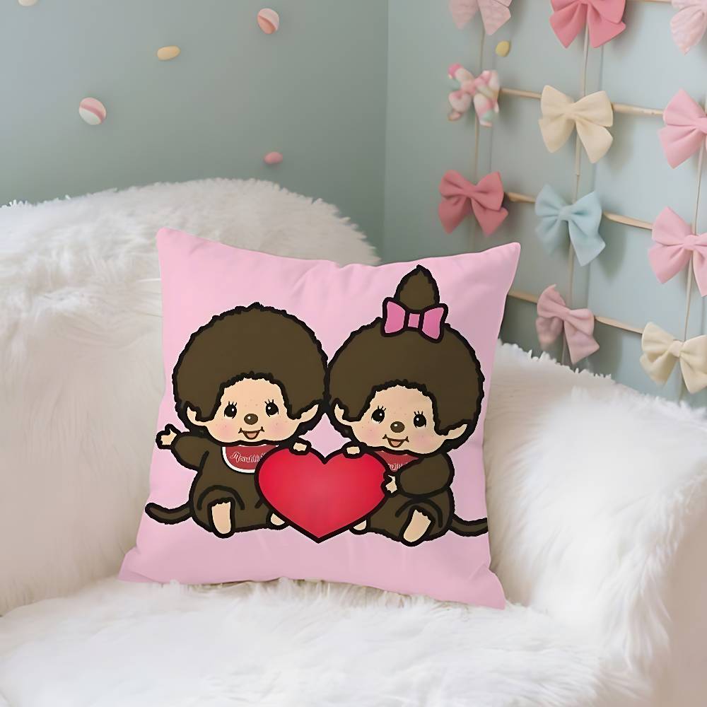 Cute M-Monchhichis-S Throw Pillow Covers Pattern Cushion Cover Suitable For Sofa Bedroom Car Pillow Cover