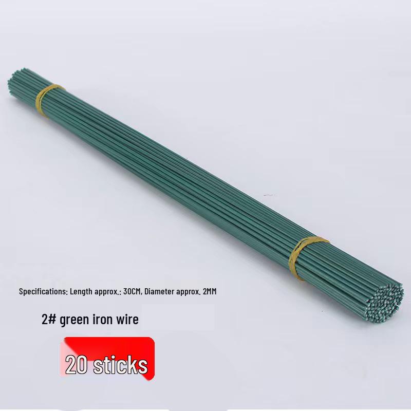No. 2 Handmade Green Nylon-Coated Iron Wire Flower Stem for DIY Floral Crafts