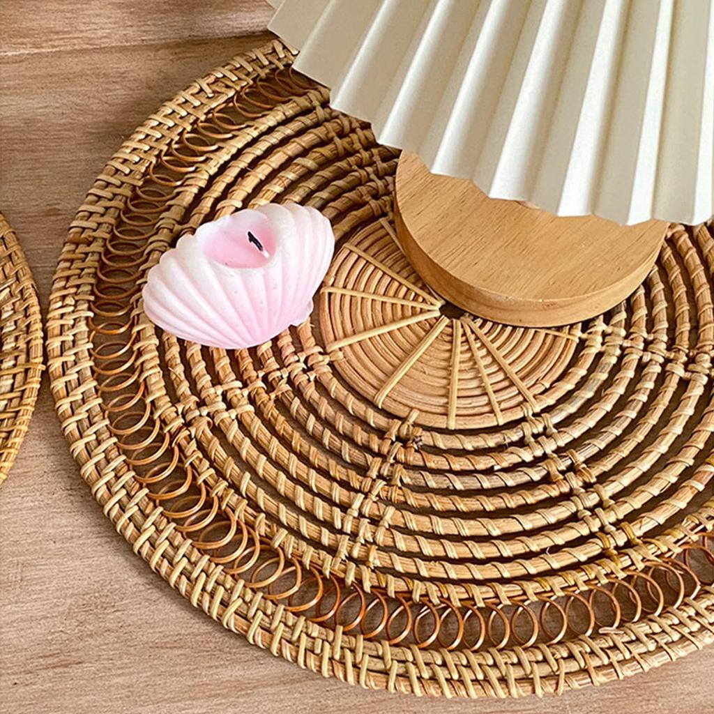 Hollowed Out Nordic Woven Wall Hanging Bamboo Woven Rattan Wall Basket Decor Delicate Workmanship Desktop Decoration
