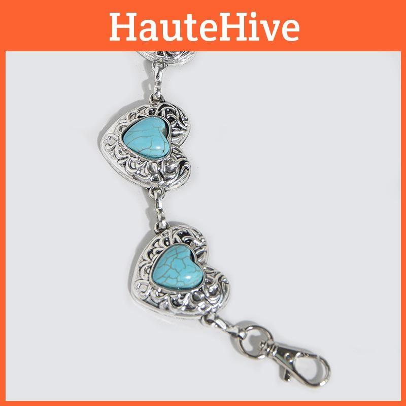 Waist Metal Women Chain With Heart Shaped Turquoise For Chic Winter Accessories