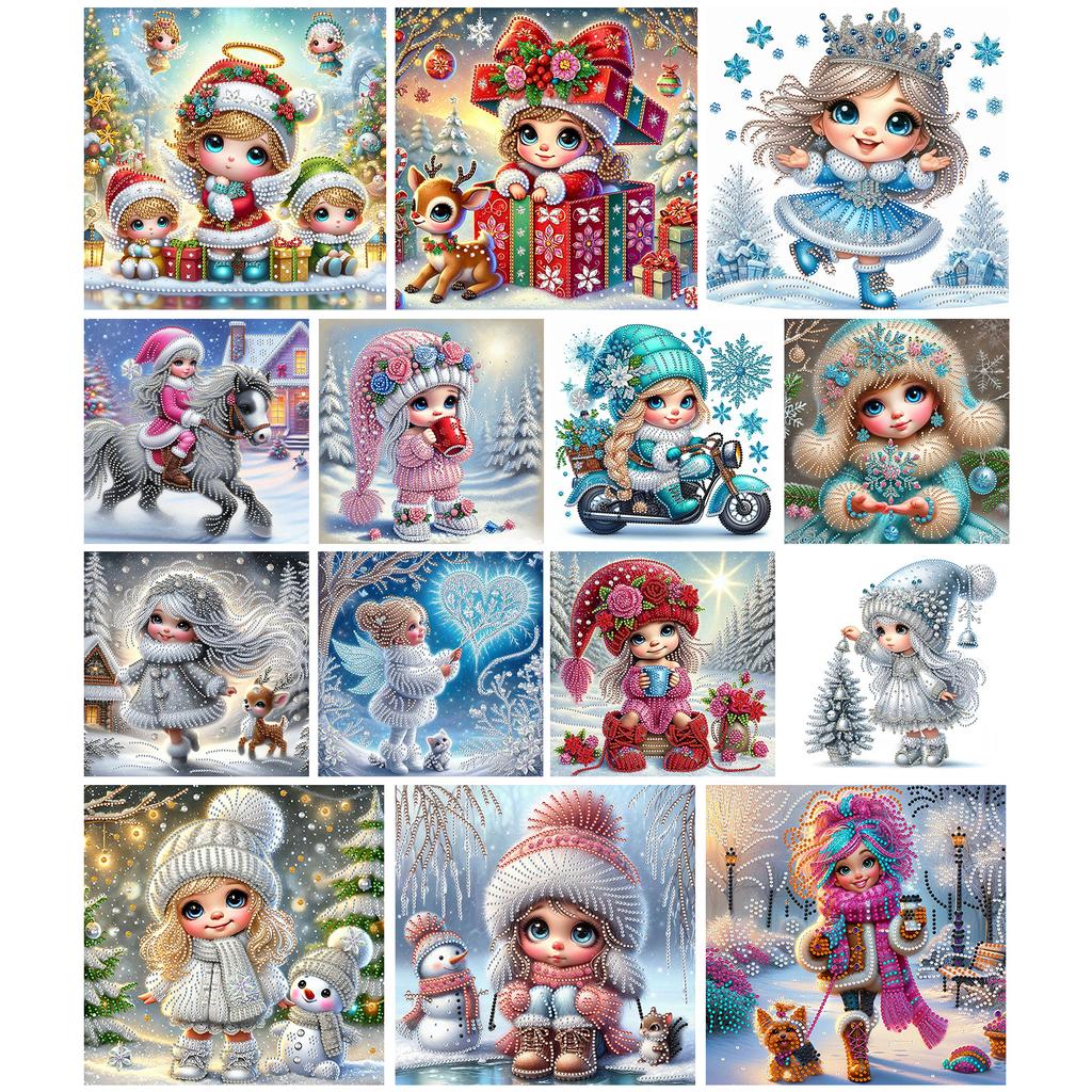 Snow Girl 5D DIY Diamond Art Painting Kits for Gift Home Wall Decor Diamond Art Kits DIY Gem Art Diamond Painting Kits 30x30cm
