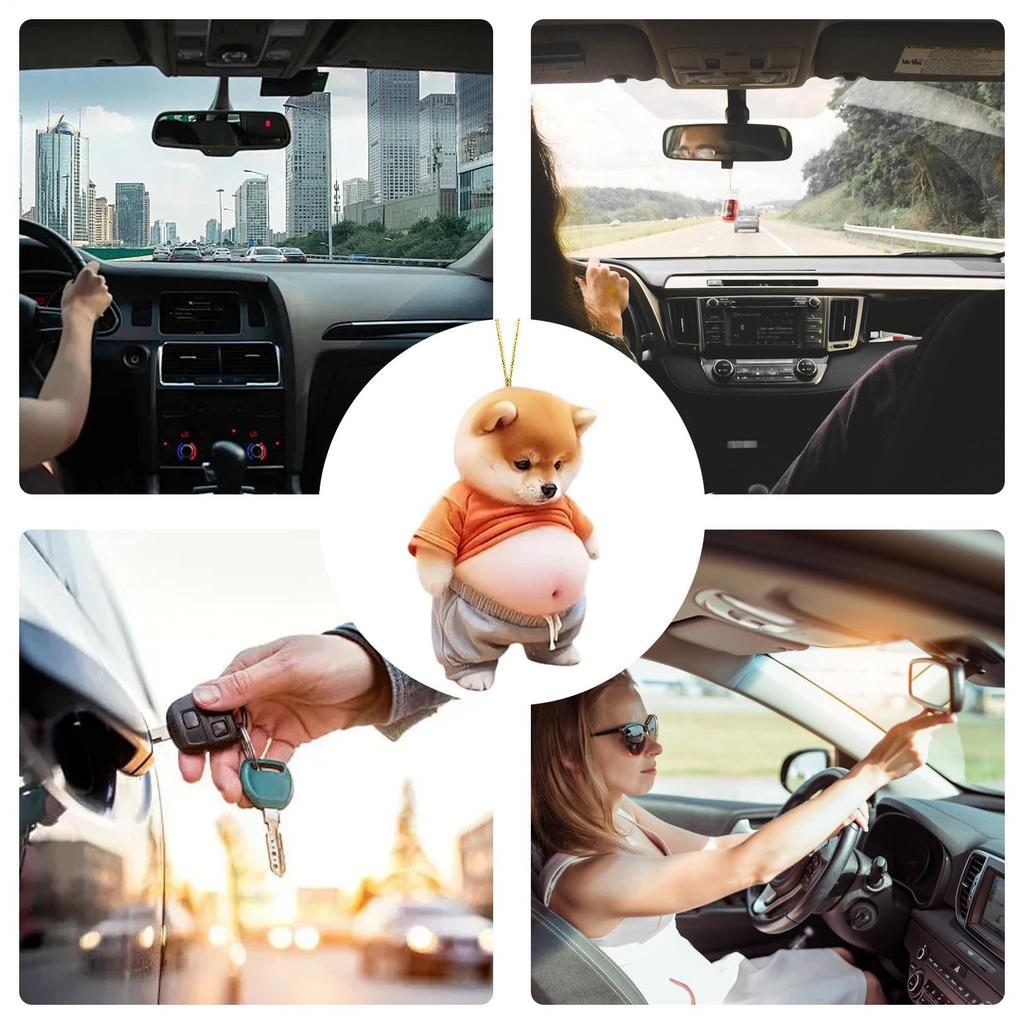 Animal Car Ornaments, Car Animal Ornaments | Novelty Fat Cat Dog Car Hangable Accessories