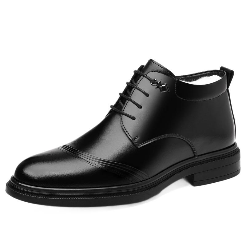 

Мужские зимние ботинки хай-топы из смесовой шерсти и натуральной кожи для мужчин среднего и пожилого возраста 41