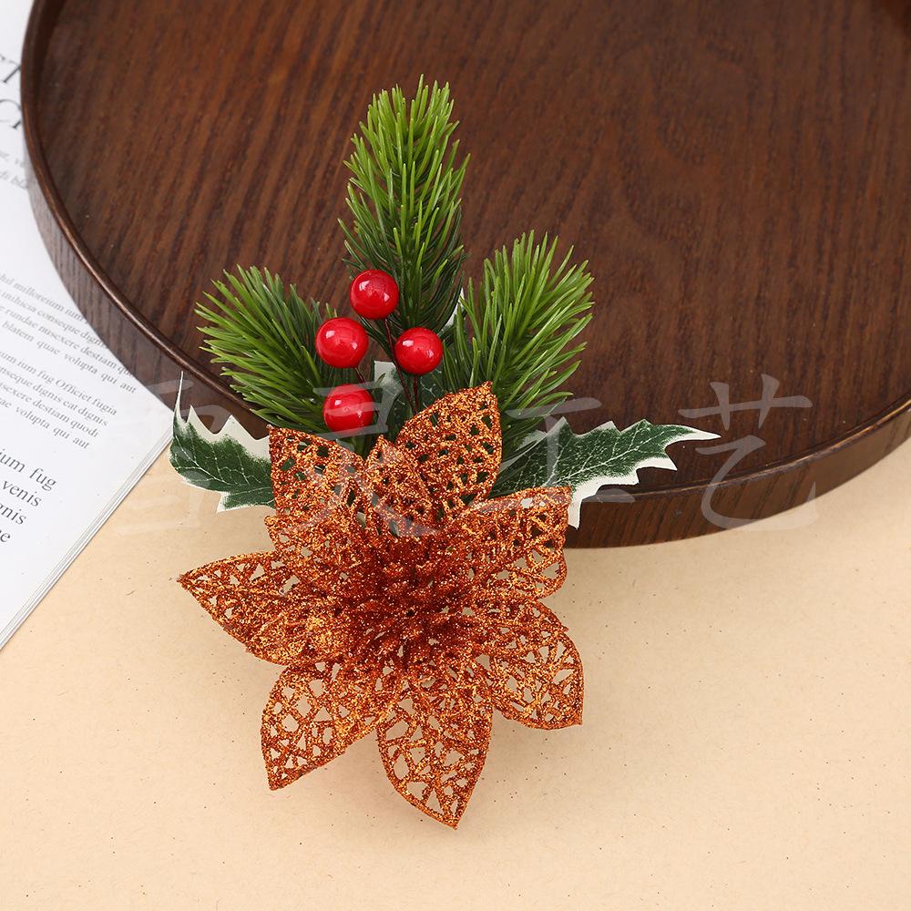 Christmas Flowers, Christmas Celebration Decorations, Scallion Powder with Hollow Flowers, Christmas Tree Decorations, Pendants, Ornaments, Handicraft