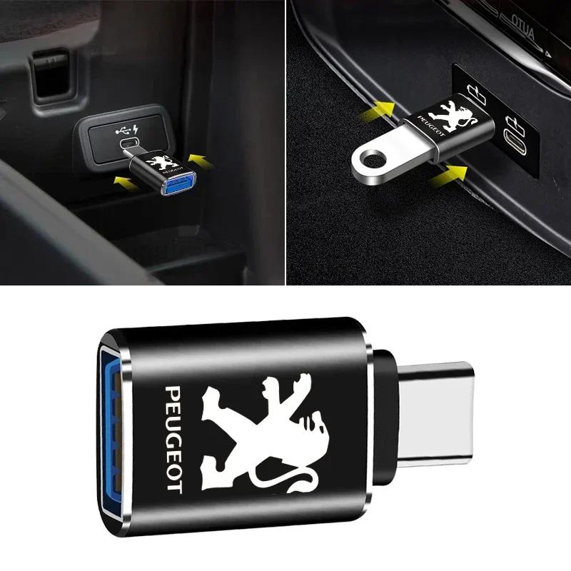 Car Usb Type C Cable Converter Charging Adapter Car Accessories For Peugeot 308 307 206 208 207 3008 508 407 2008 5008 106
