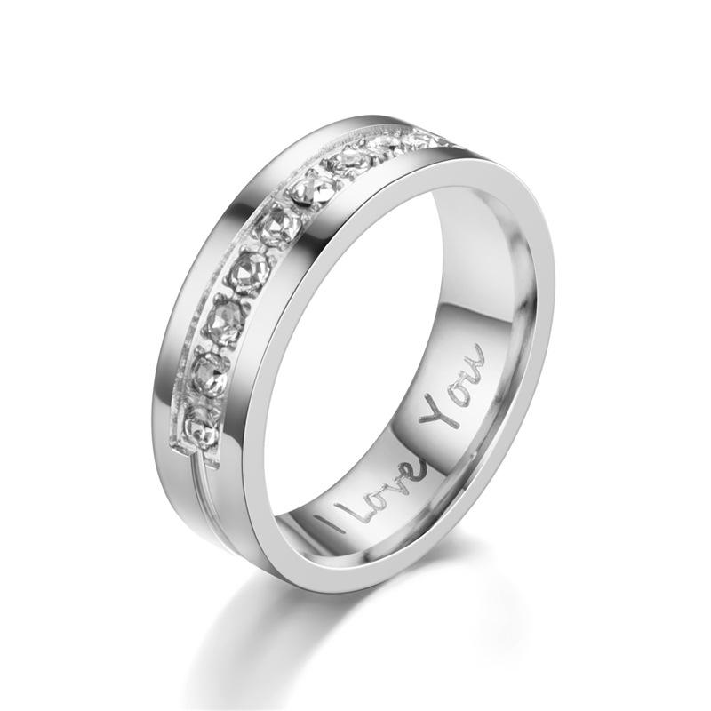Inel de cuplu din oțel inoxidabil I LOVE YOU Inel de personalitate din oțel din titan