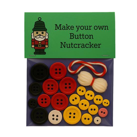 DIY Button Nutcracker Craft Kit Christmas Button Ornament Making Set Handmade Nutcracker Hanging Decoration for Home Party Decor