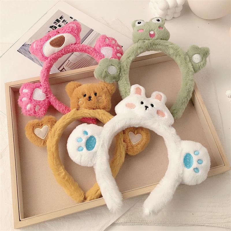 Entzückendes Plüsch-Herz-Hasenohren-Stirnband zum Gesichtwaschen - Niedliches Cartoon-Haaraccessoire