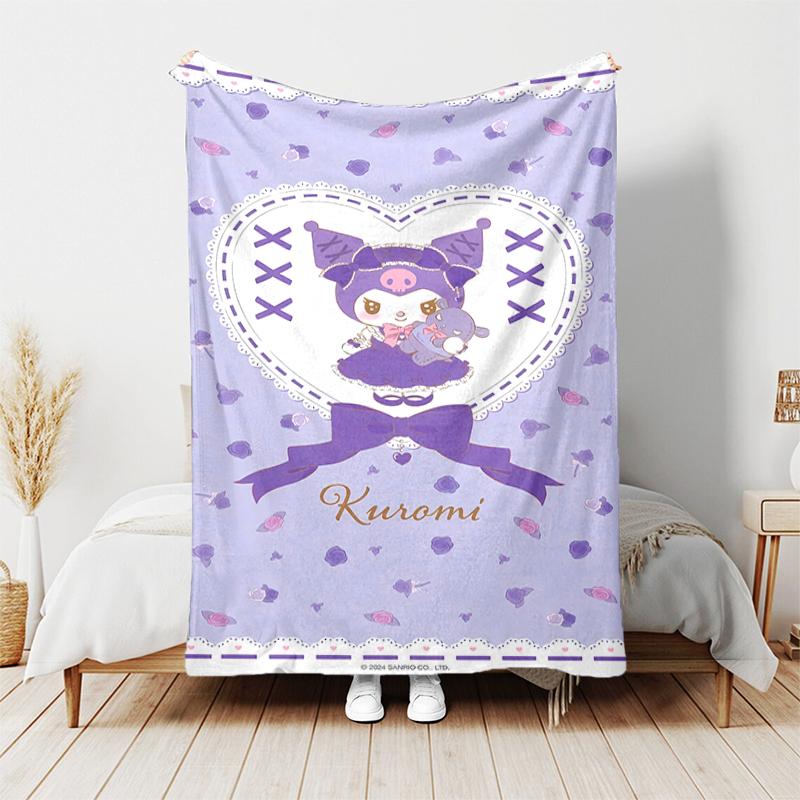 1pc Blanket Sanrio Kuromi2 Print Design, Lightweight Blanket for Sofa, Bed- Soft &Warm, Gift for All Seasons Like Christmas, Halloween