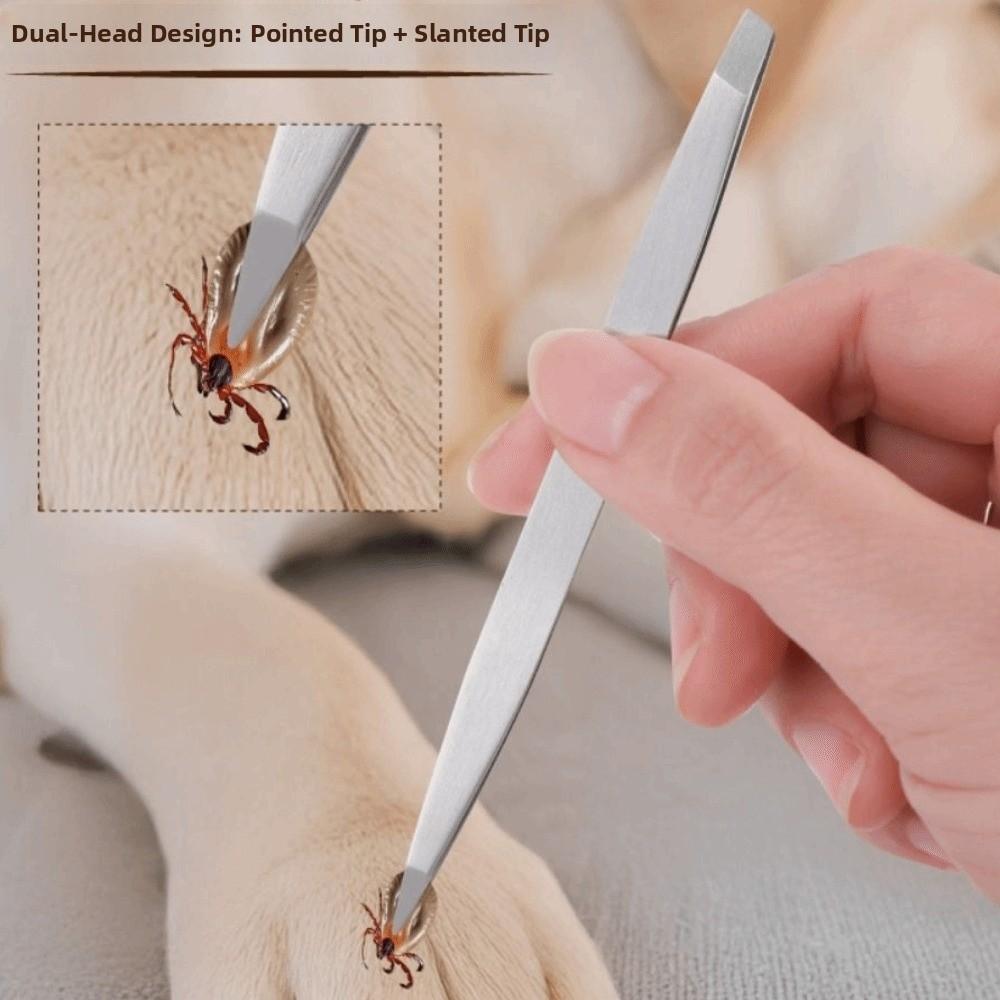 3Pcs/Set Stainless Steel Professional Tick Tweezers Portable Pet Tick Hook  for Pets