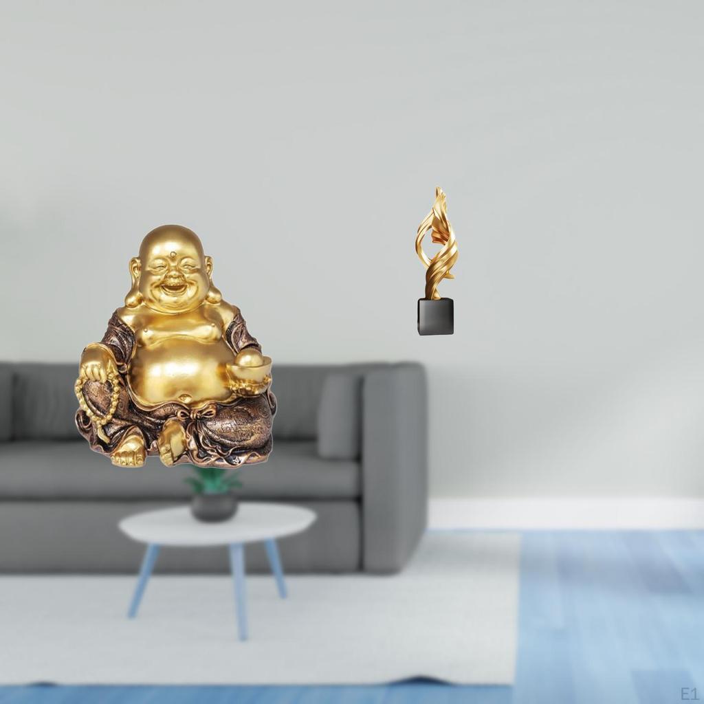 Maitreya Buddha Abstract Art Sculpture Feng Shui Tabletop Ornament Laughing Resin Figurine