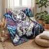 Tiger Dance in Jungle Theme blanket Lightweight Warm Flannel Blanket Decorative Throw Blanket for Home Decoration