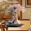 Flat bohemia style grids crystal japanese kimono lady statue, desktop decoration, suitable for home, office, living room, bedroom