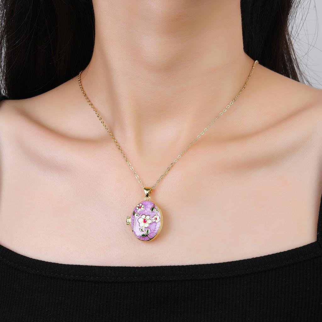 Luxury Enamel Art Handcrafted Rose Flower Pendant Necklace Creative for Women's Girls New Fashion Party Wedding Jewelry Gift