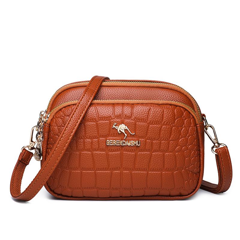 Fashi High Quality Crocod Pattern Women Leather Shoulder Bag Brand Designer 2 Layers Handbag Luxury Small Female Crossbody Sac