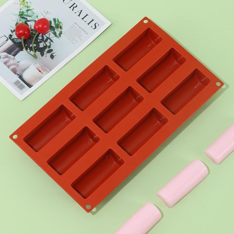 Stampi Cilindrici in Silicone - Stampo a Tronco da 9 Cavità Teglia per Rotolo di Torta Stampo per Cioccolato, Stampo per Torta in Silicone Antiaderente per Cottura Fai da Te Semi-Cilindrici
