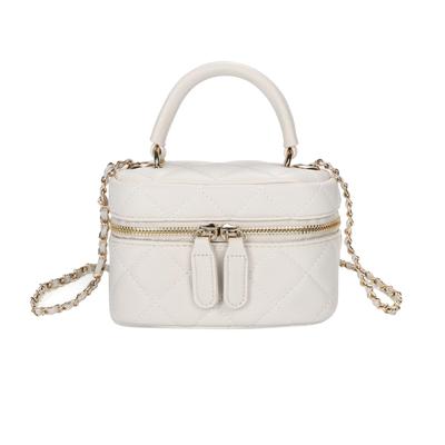 ModaFusion gesteppte Kosmetiktasche, Damen-Ketten-Umhängetasche, Stilvoll, Leicht, Crossbody, 2-Wege (Elfenbein)