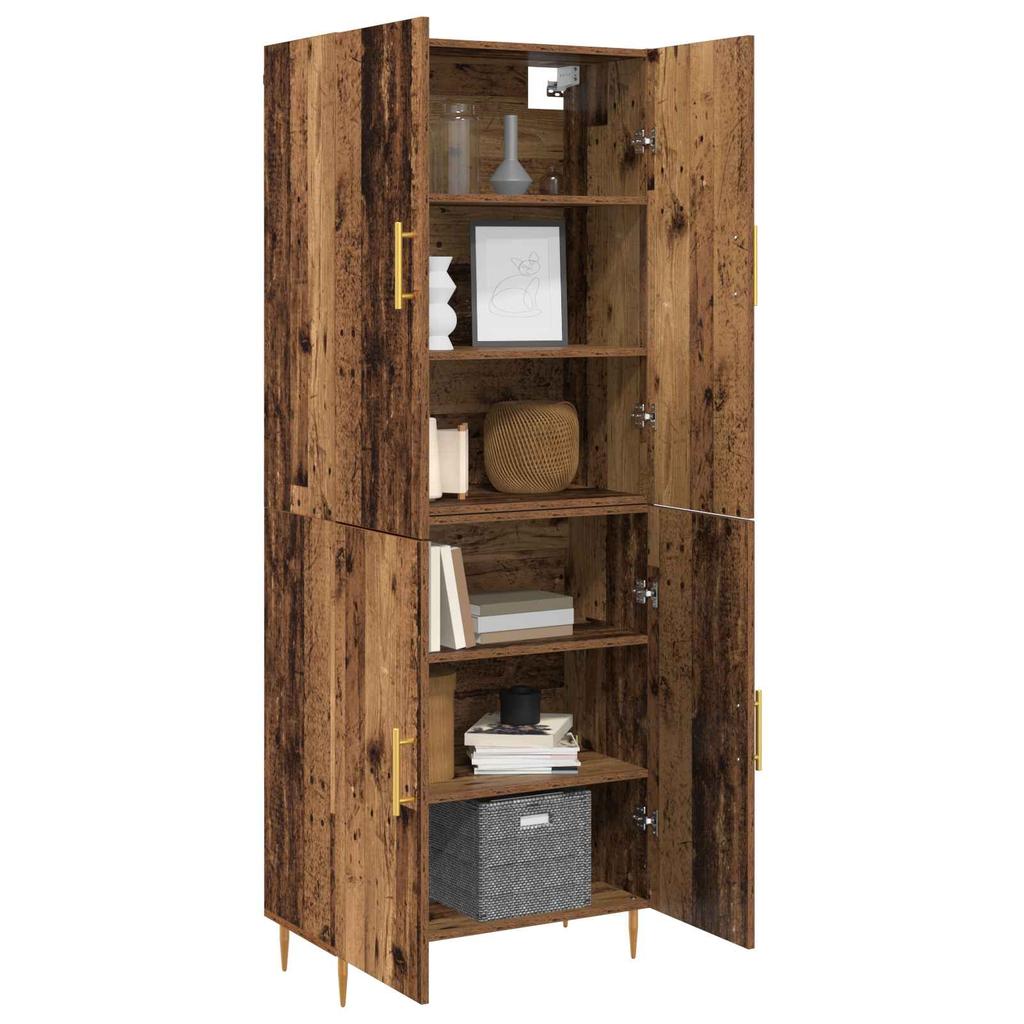 Wall Mounted Highboard Reclaimed Wood Look 69.5 x 34 x 180 cm Engineered Wood