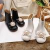 2024 New Girls Boots Bow with Flowers Chic Children Fashion Princess Short Boots for Party Wedding Shows Drop Shipping Simple