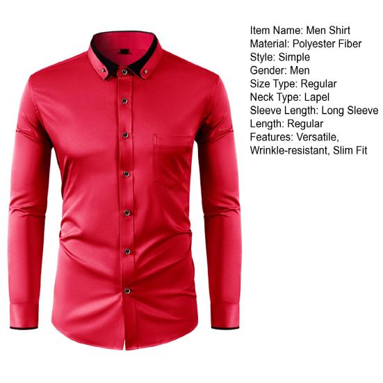 Herren Hemd Langarm Button-Down Hemdkragen mit Strasssteinen Slim Fit Formelles Hemd für Büro Business Abschlussball Party Hochzeit