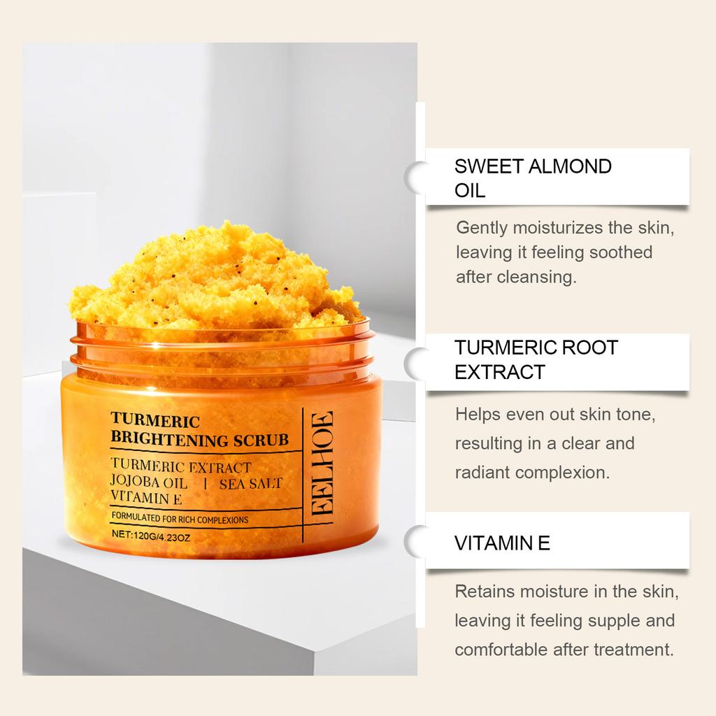 EELHOE Kurkuma Peeling Rozjaśniający Skórę Produkty Rozjaśniające Peeling do Całego Ciała Usuwanie Martwego Naskórka Gładki Peeling Solą Morską